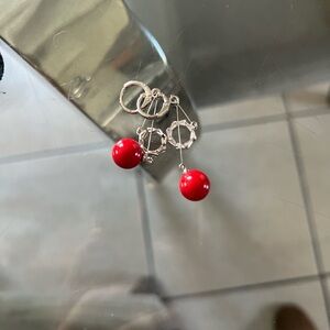 Elegant Red and Silver Drop Earrings